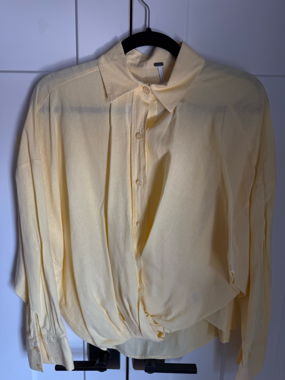 NWOT YFB Light Yellow Button-Up Blouse size small. Linen blend. Summer ready!